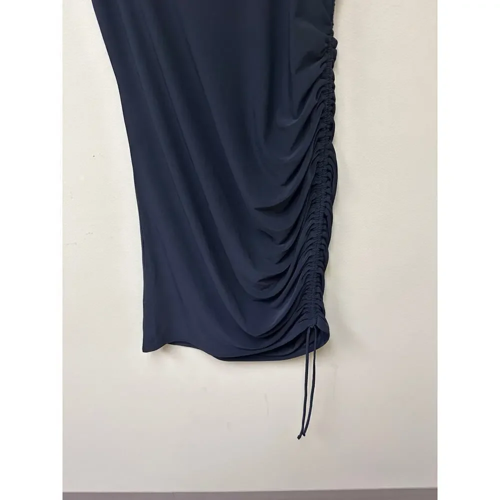 Express Black Jersey Ruched Tie Hem Sleeveless y2k Bodycon Dress Size L
